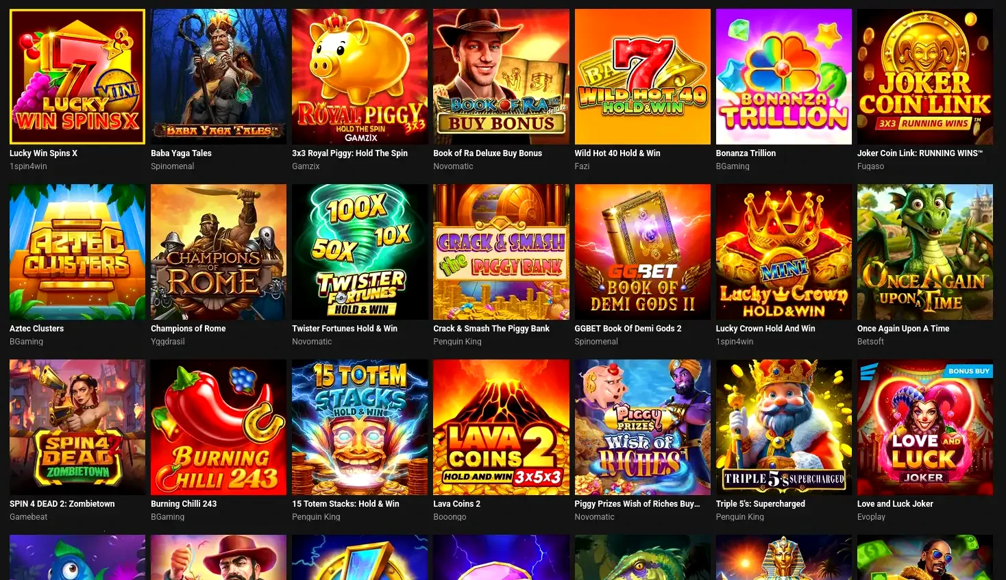 Pelican Casino Spielübersicht